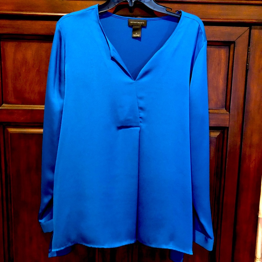 Investments Blue Blouse.  Large.